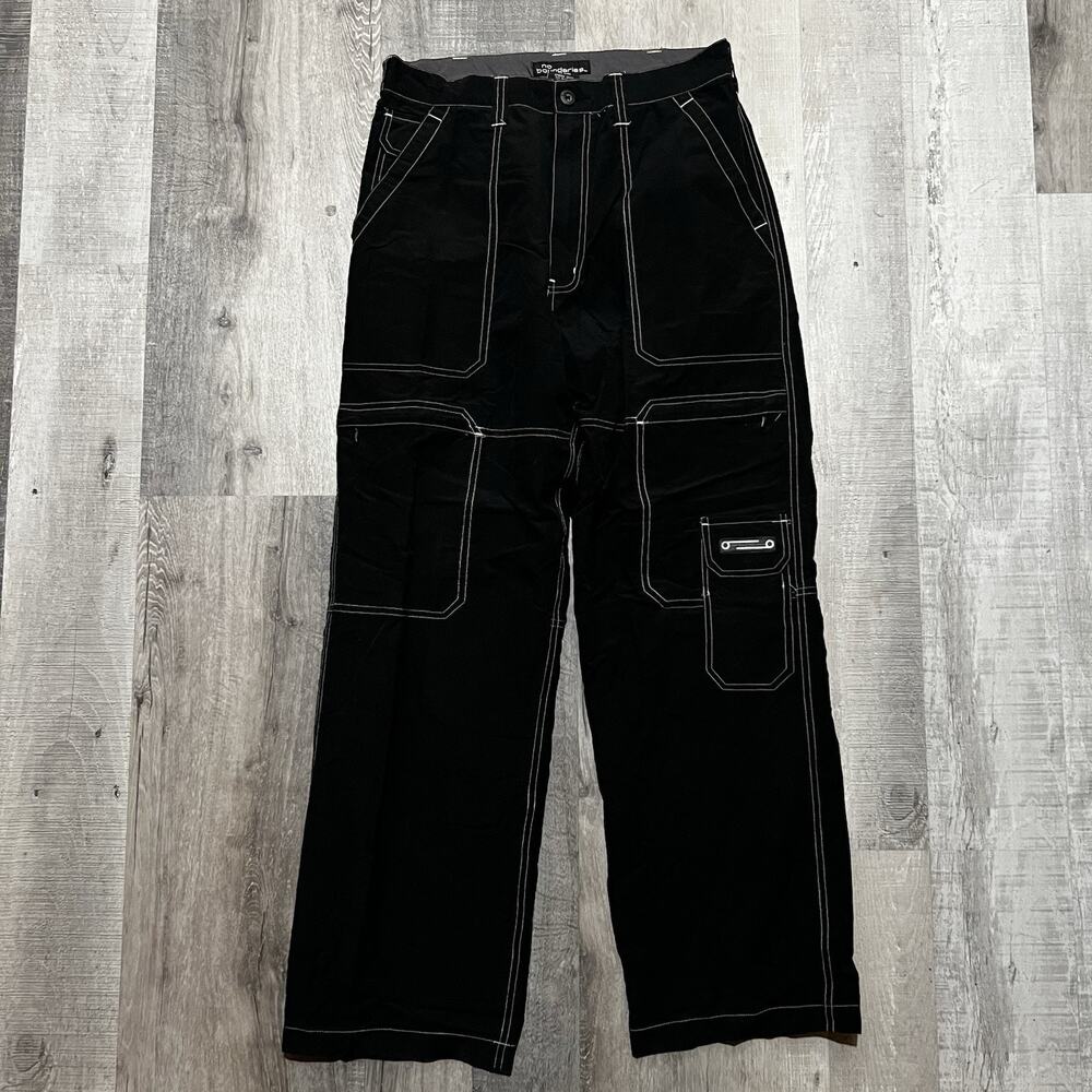 VTG No Boundaries Baggy Black Raver Tech Festival Pants Utility Skater Y2K 32